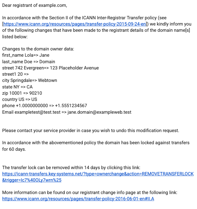 Change or Update Registrant