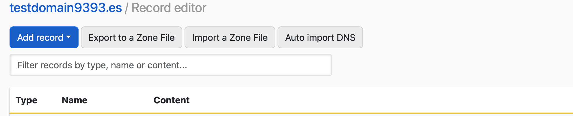 Screenshot of selecting import DNS from menu