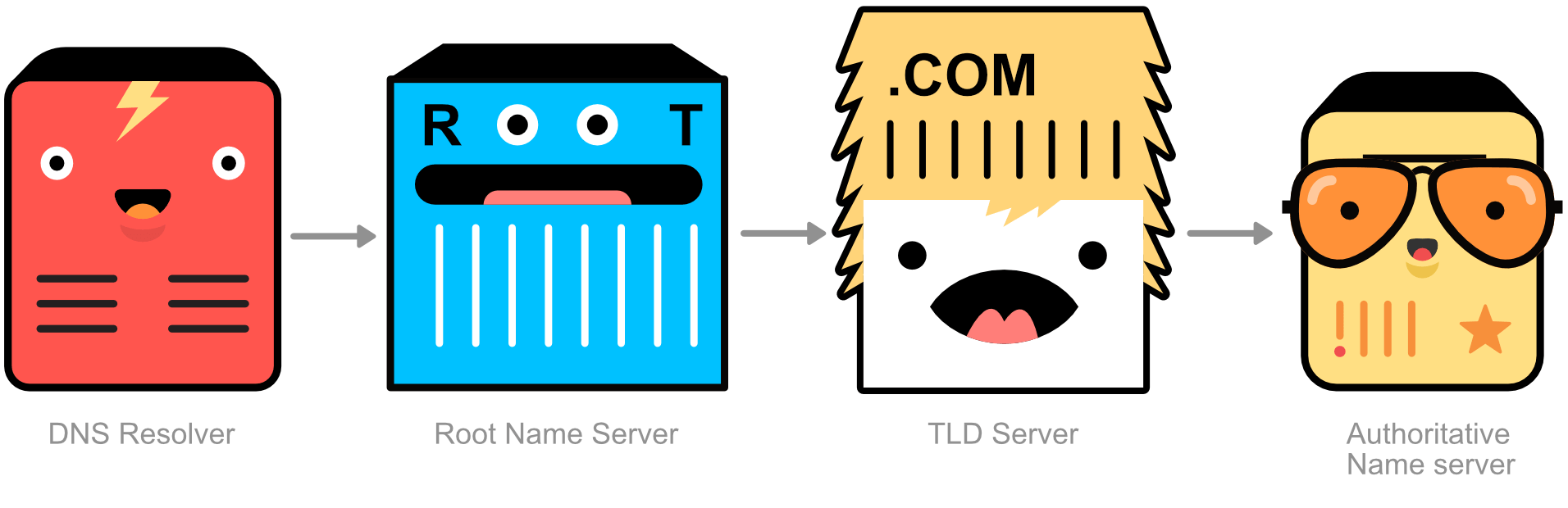 diagram of DNS component types