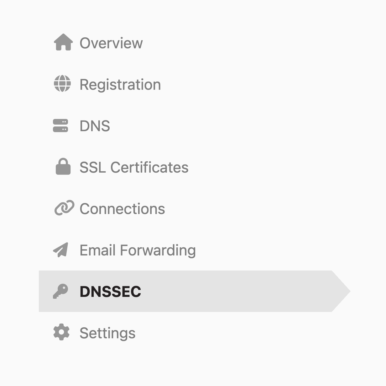 screenshot of dnssec in the navigation