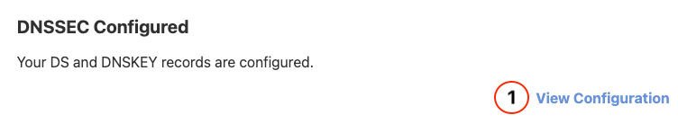screenshot of viewing DNSSEC configuration