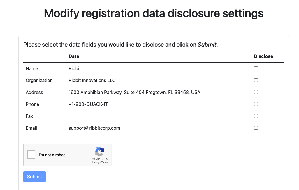 GDPR disclosure link