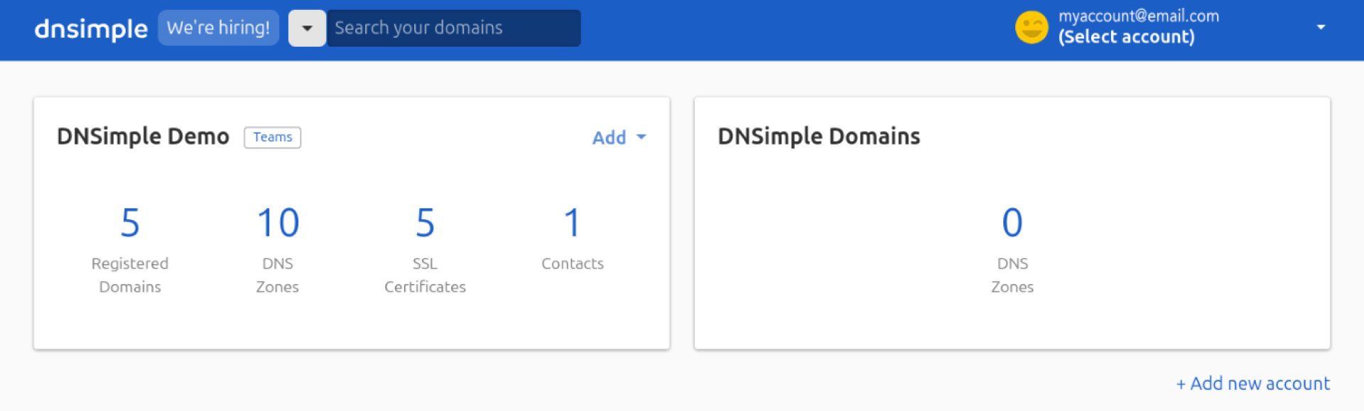 Dashboard with Multiple Accounts