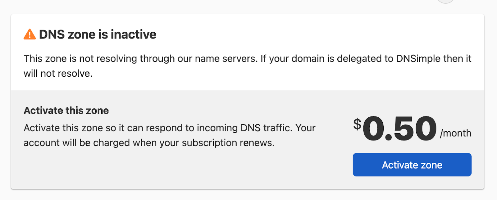 activate dns zone