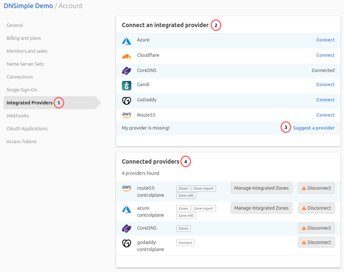 Screenshot of import zone file page