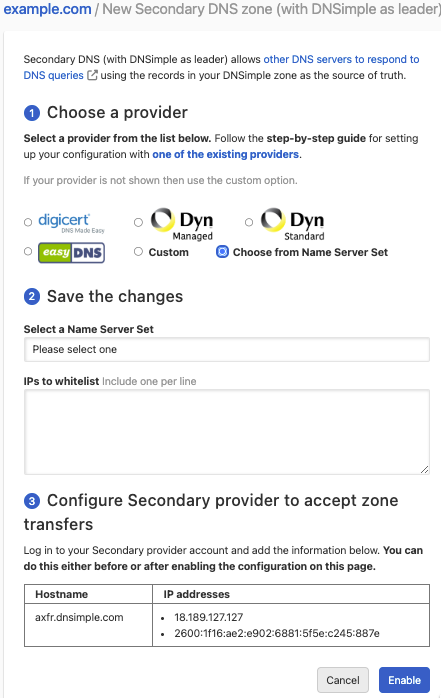 Choose from name server set